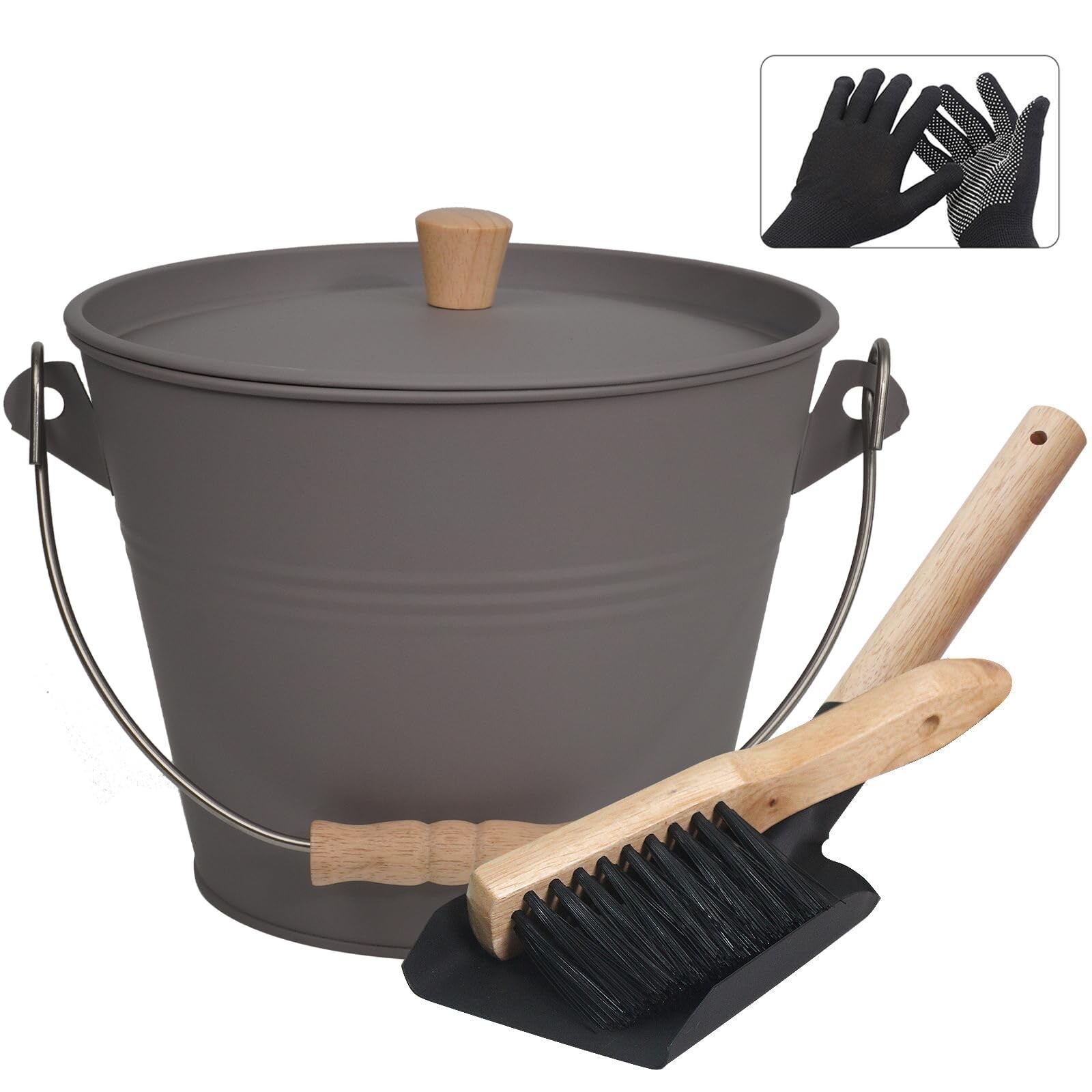 Seau à cendre hermétique 5 litres anti-poussière avec pelle en métal