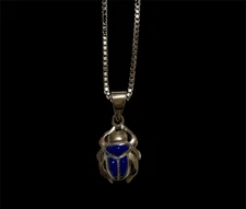 Rare Ancient Egyptian Scarab Beetle Pendant made from 925 Sterling Silver