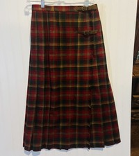 Pendleton Wrap Skirt Red Plaid Vintage Wool Knockabout Kilt Buckle Pleated Sz 10