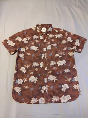 Levi's Mens Short Sleeve Camp Shirt Sz L Floral Marron/beige.