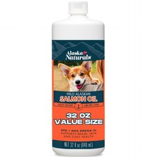 Wild Alaskan Salmon Fish Oil for Dogs Skin and Coat with EPA DHA Omega 3 Fatt...