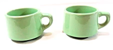 Wallace China Green Restaurant Ware Mugs, California USA, 6 oz, Set of 2