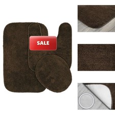 Garland Rug Traditional Nylon Washable Chocolate 3 Piece Set - Lid, Contour