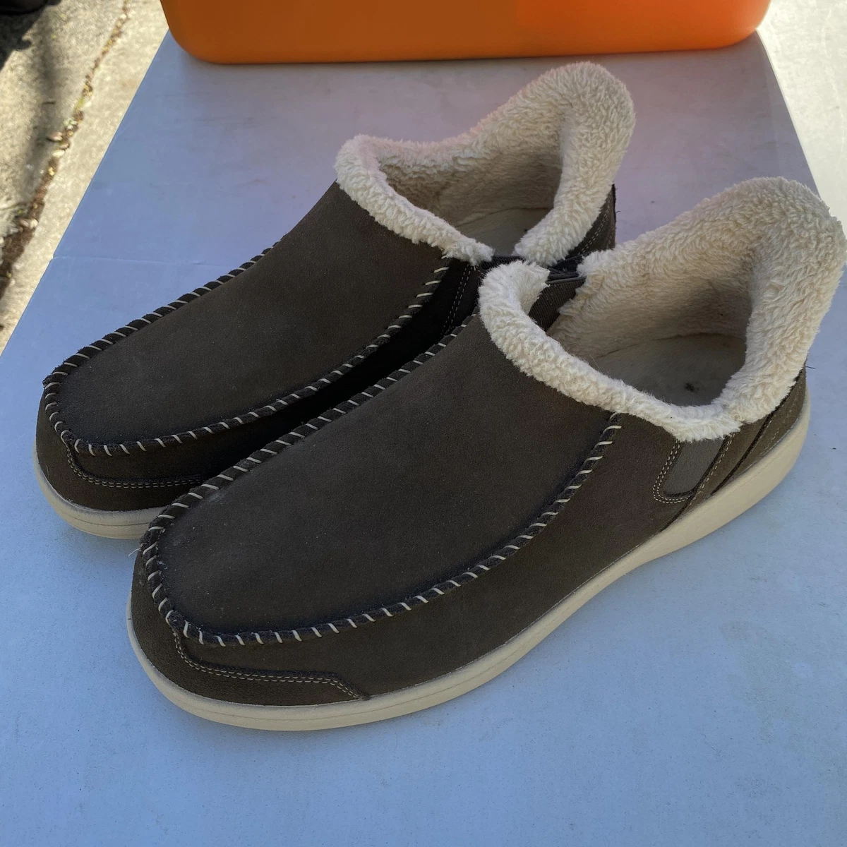 Men\'s Ortho Feet Brown Suede Shearling-Lined Slip-On Clog, Sz 13W Orthofeet Leather Men main image 2