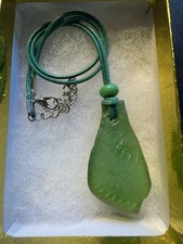 Real Sea Glass Bottle Pendant Necklace With Matching Glass Bead And 18 Cord