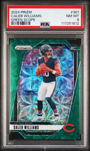 Panini 2024 Prizm Rookies Caleb Williams #301 Green Scope RC /75 PSA 8 Bears