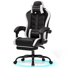 Gaming Chair High Back Ergonomic Gamer Seat with Footrest and Lumbar Support ...