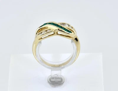 Smaragd Ring 585/000 14 K Gelbgold Zirkonia - Bild 1 von 4