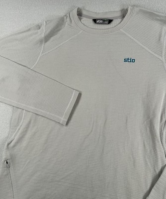 Men s Stio Trax Power Grid Long Sleeve Shirt Gray LARGE Zippered Pockets