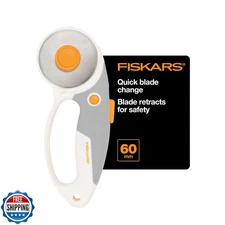 Fiskars 60mm Rotary Cutter for Fabric with Ergonomic Loop Grip And Comfort Ha