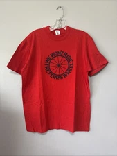 Vintage We Won’t Ride The Ferris Wheel Tee Shirt Red Large