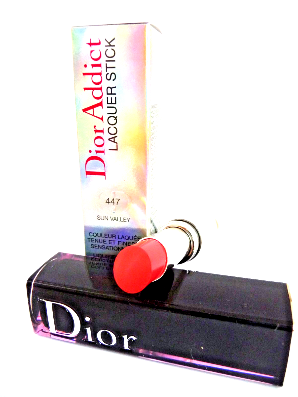 DIOR ADDICT Lacquer Stick 447 SUN VALLEY New Coral Shine + Saturated Lip Colour