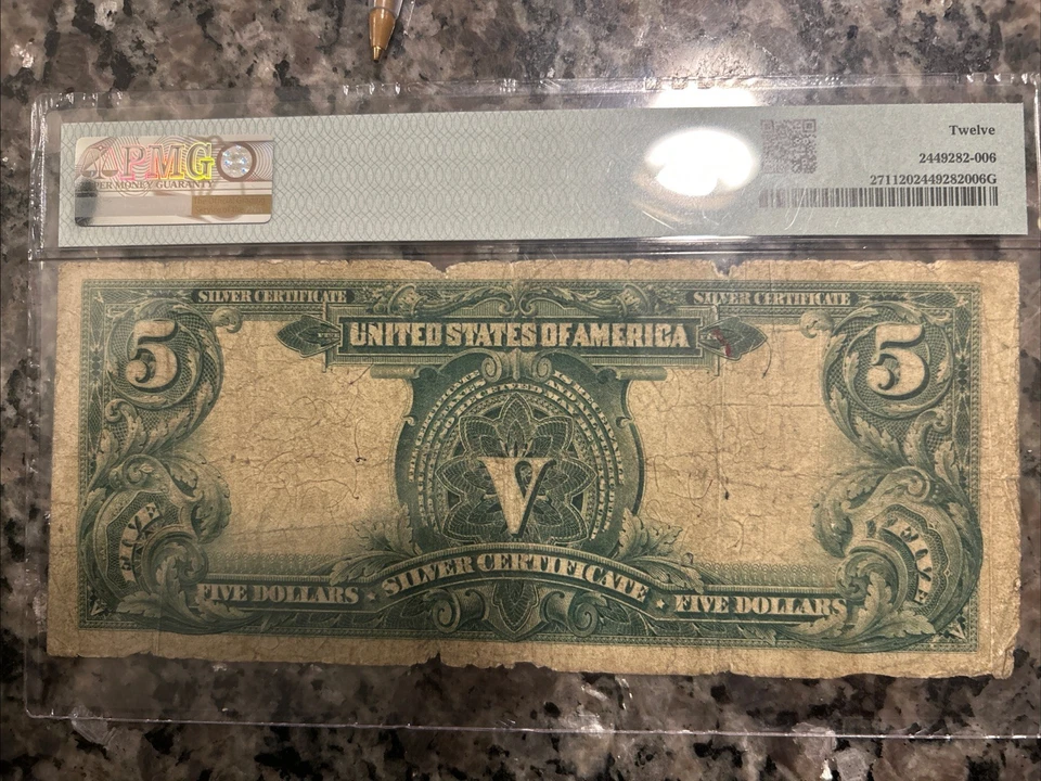 Fr.281 1899 $5 Five Dollars Silver Certificate "CHIEF NOTE" , PMG Fine 12  - Image 2 of 4