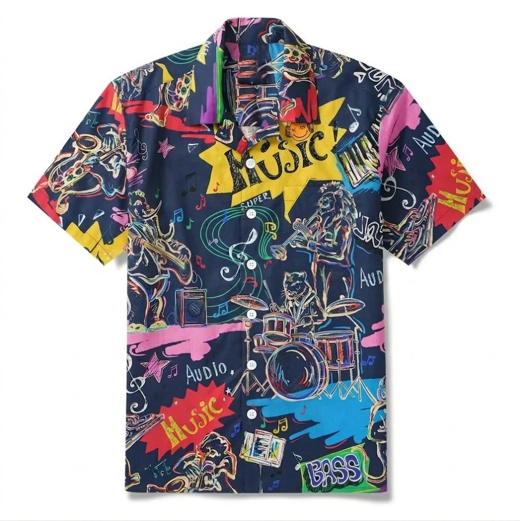 Animal Music Festival White Aloha Creature Concerto Hawaiian Shirt