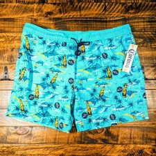 Corona Swim Trunks Shorts Men 2XL Aqua Blue Tropical Beer Bottle Boardwalk NWT