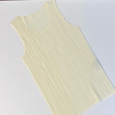 Issey Miyake Pleats Please Vintage Cream Pleated Sleeveless Top Japan Sz 4