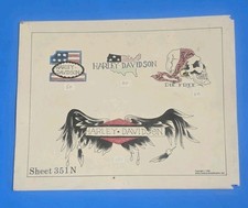 Hand Colored Tattoo Flash 1982 VINTAGE Biker HARLEY Art Spaulding Rogers 351N