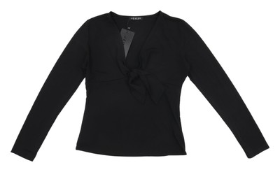 Jeuvre Damen-Wickelbluse schwarz Langarm UK 16