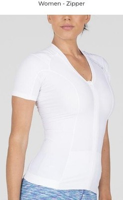 XL ALIGNMED  Posture Shirt 2.0 Women's Zip Compression V-Neck Top White 