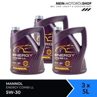 Mannol Energy Combi LL 5W-30 VW BMW LL MB 229.51 MotoröL 3X5 Liter = 15 Liter