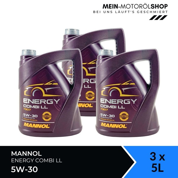 Mannol Energy Combi LL 5W-30 VW BMW LL MB 229.51 MotoröL 3X5 Liter = 15 Liter-image