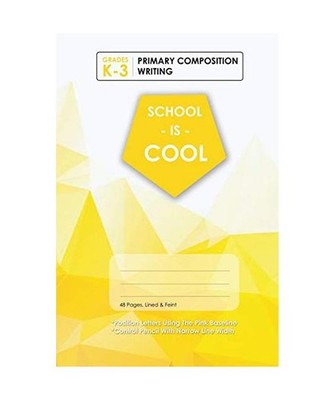 [Yellow] School Is Cool Primary Composition Writing, Blank Lined, Write-in Noteb