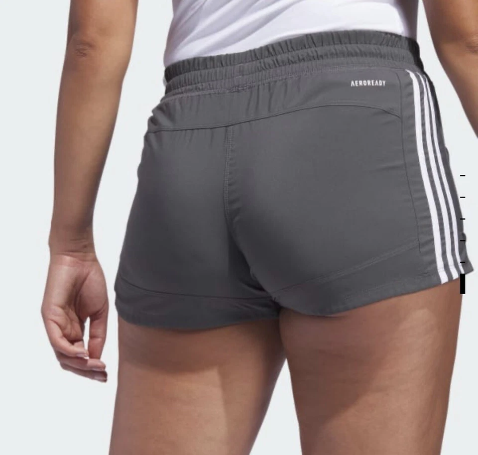 Pantalones Cortos Para Mujer Adidas Pacer 3 Rayas Tejidos L Gris Nuevo con Etiquetas Foto 4 de 4