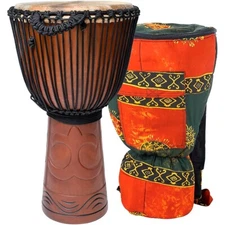 X8 Drums Matahari Professional Djembe Drum with Bag & Lessons 10 x 20 in.