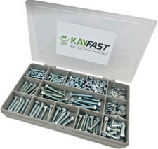 HEX SCREWS NUTS WASHERS 280Pc ASSORTED MIXED KIT M4 & M5 ZINC HIGH TENSILE STEEL