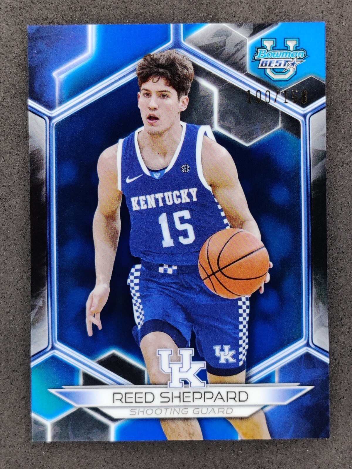 2023-24 Topps Bowman Best U REED SHEPPARD Blue Refractor /150 #42 Kentucky Color
