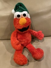 Kohls Cares Plush Elmo Doll Green Santa Hat Christmas 12  Stuffed Toy