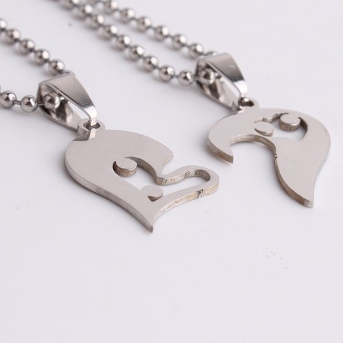 316L Stainless Steel Pendant 1.19X1.11 Inch Heart LoversNecklace 22" B147 - Picture 2 of 6