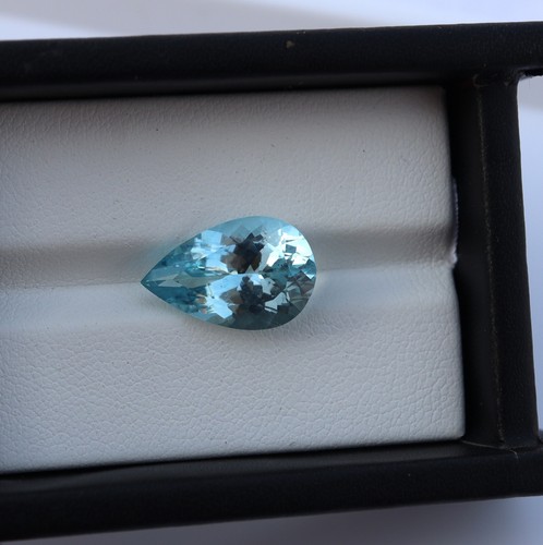 5 Carat 15.8x10.2x6.8 MM Untreated Natural Blue Aquamarine Pear Cut Gemstone - 第 4/10 張圖片