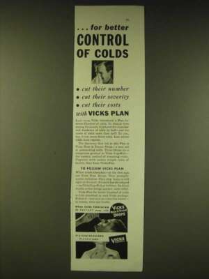 1933 Vicks Nose & Throat Drops and VapoRub Ad - for better Control of Colds