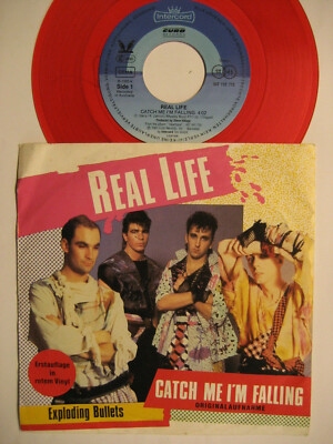 REAL LIFE CATCH ME I'M FALLING / EXPLODING BULLETS 7'' SINGLE RED VINYL