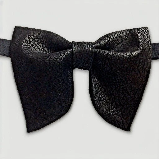 手工制作超大黑色人造皮革领结复古风格 70 年代婚礼舞会 — 第 2/3 张图片