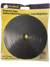 WOW! 1 Roll ProMAG Magnetic Tape Peel & Stick .5" x 25' x 12.7mm FAST FREE SHIP!