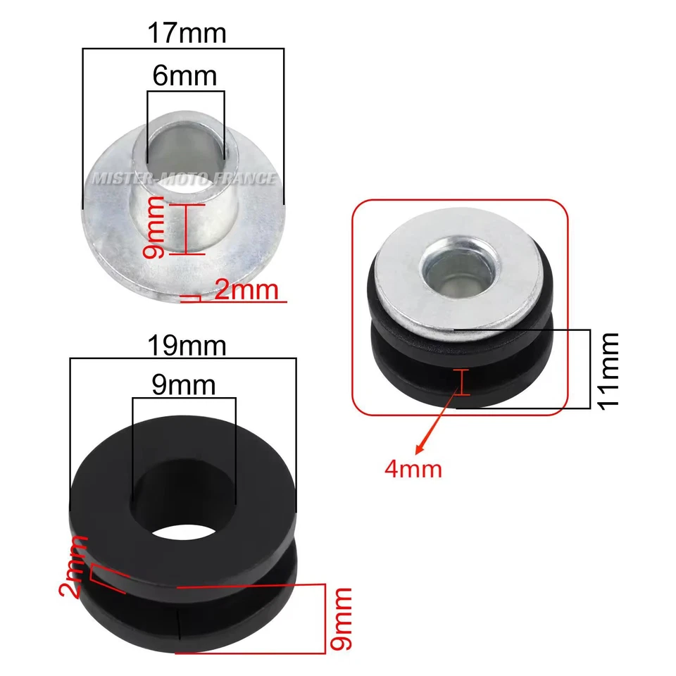 x10 Boulon Oeillet Caoutchouc Carénage Moto ✅Honda Yamaha Suzuki Ktm Kawasaki - Photo 4/4