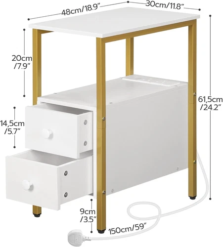 HOOBRO Beistelltisch Nachttisch 2 Schubladen Nachttisch 30 x 48 x 61,5 cm - Bild 15 von 29