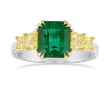 Green Emerald Yellow Sapphire With White CZ 3.75 Carat Women's Engagement Ring