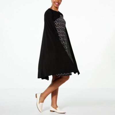 formal wedding guest dress petite Raindrop Cape Ankle Gown – Black