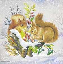 4x Paper Napkins for Decoupage Decopatch Craft Pine Squirrel
