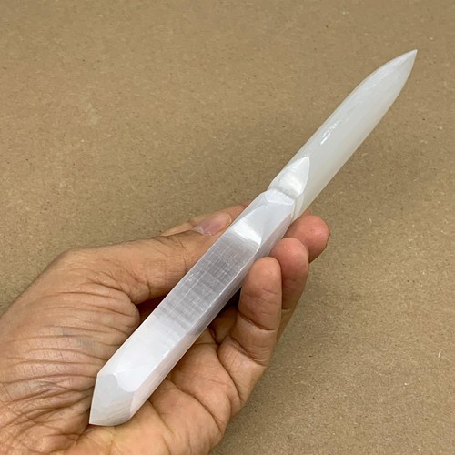 110g, 7.5"x1.3"x0.5", Natural Selenite Crystal Dagger (Satin Spar), B36044 - Picture 6 of 13