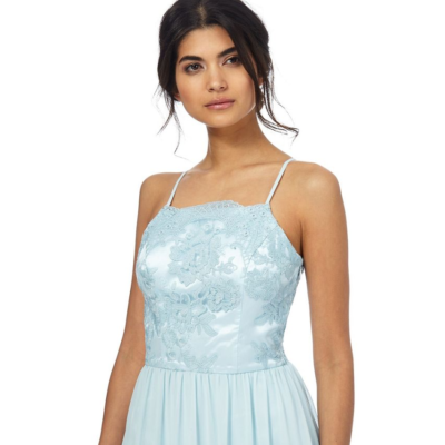 Chi Chi London Floral Lace Sleeveless Maxi Embroidered Occasion Dress 8  Blue | eBay