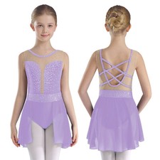 UK Kids Girls Sparkly Rhinestones Lyrical Dance Performance Competition Costume