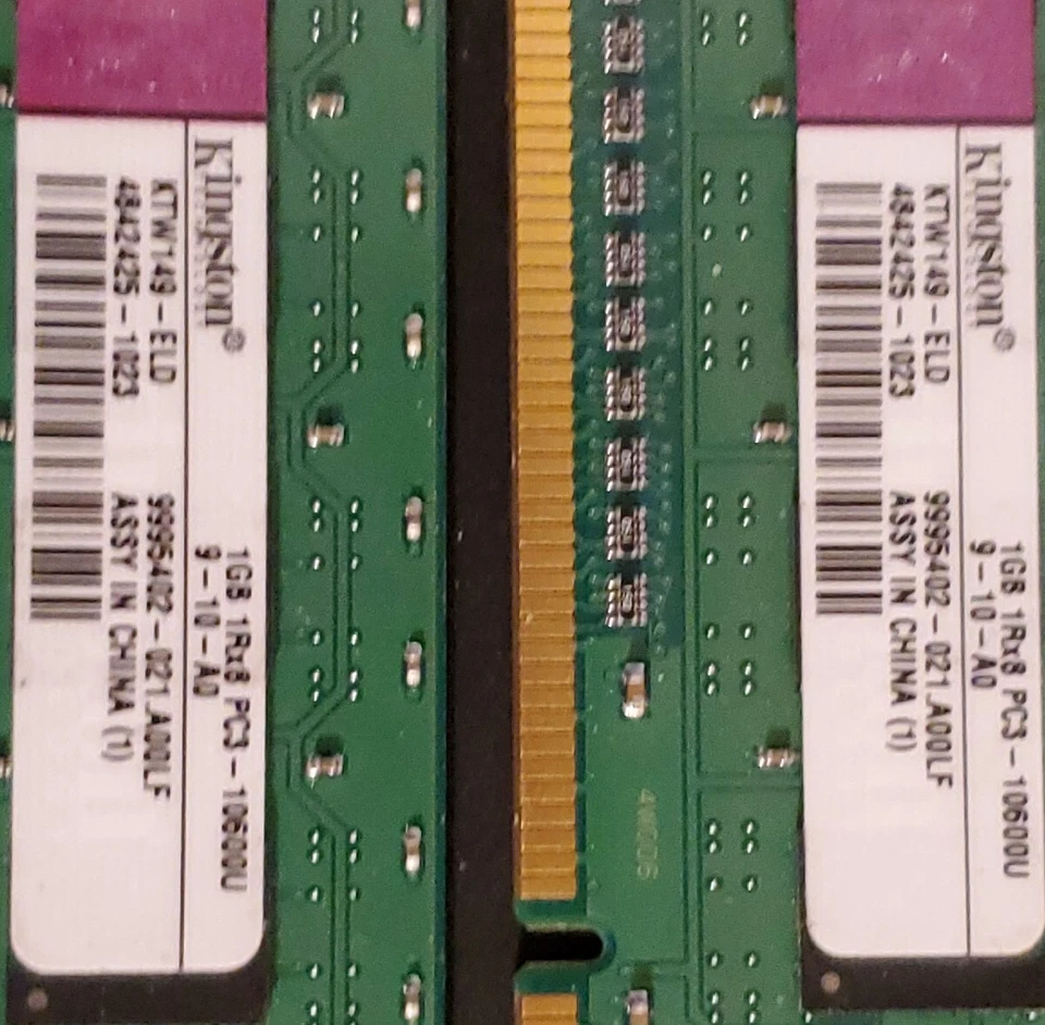 4 x Kingston 1GB DDR3-1333 RAM PC3-10600U CL9 1Rx8 KTW149-ELD Memory (KIT OF 4) - Image 3 of 3