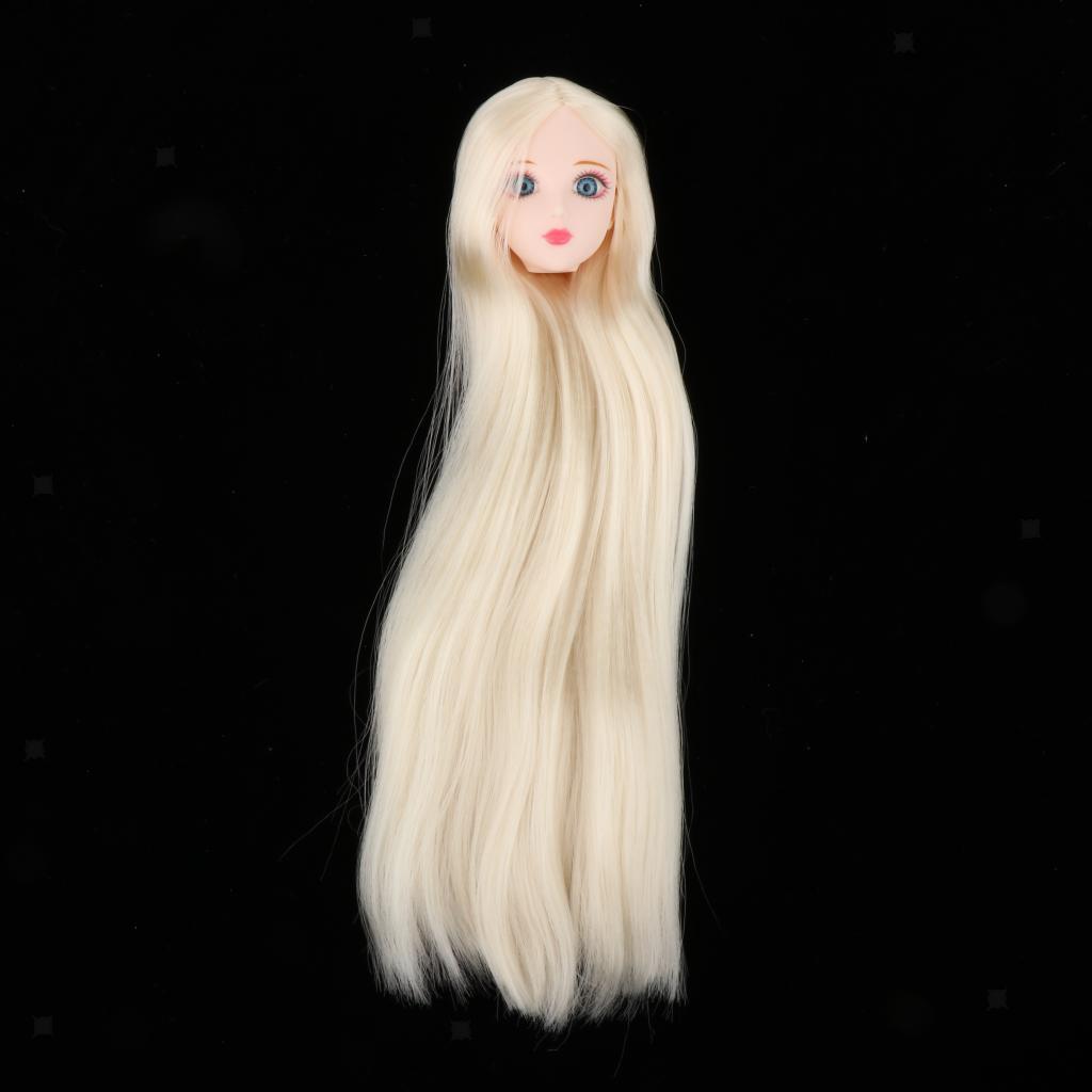 1/6 BJD Makeup Face Head Sculpt with Golden Hair Doll Replacement Body DIY