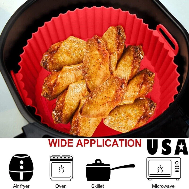Air Fryer Silicone Pot Basket Liners Non-Stick Safe Oven Baking Tray Accessories Air Fryer Silicone Pot Basket Liners Non-Stick Safe Oven Baking Tray Accessories