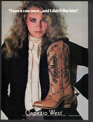 Vintage advertising print Fashion shoe Western Boot Capezio I saw a Cow once ad