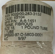 1 Pound Cotton Twine Spool Size 18 A-A-1451 Bin A